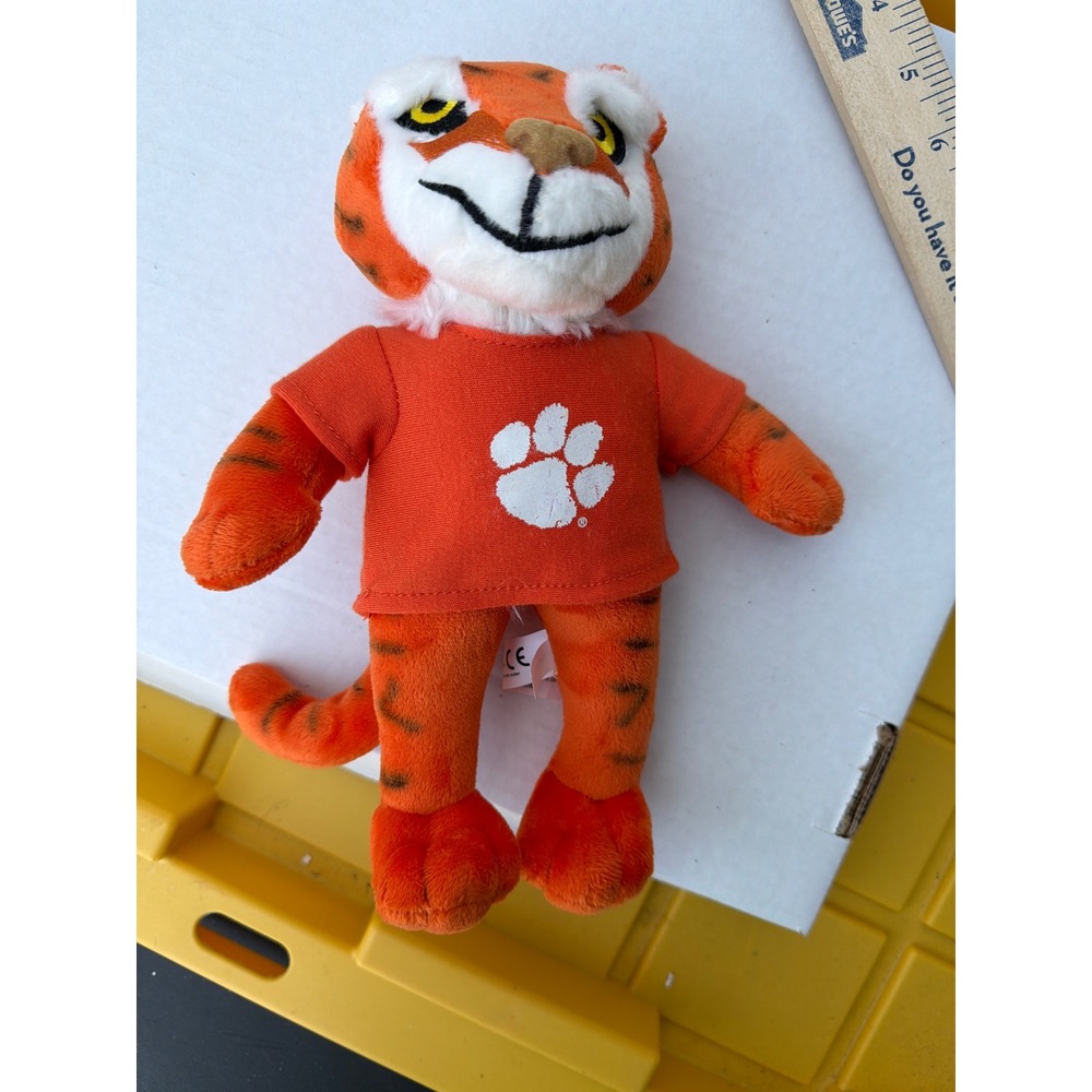 Clemson University Tigers Mascot Plush Mascot Factory Orange Shirt Paw Logo 7in